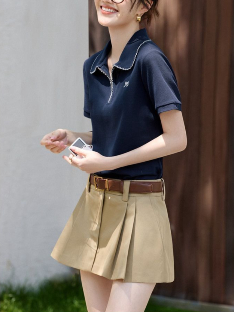 เสื้อยืดโปโลผู้หญิงทรงเข้ารูป  - Polo Shirt Pique บทวิจารณ์และราคา