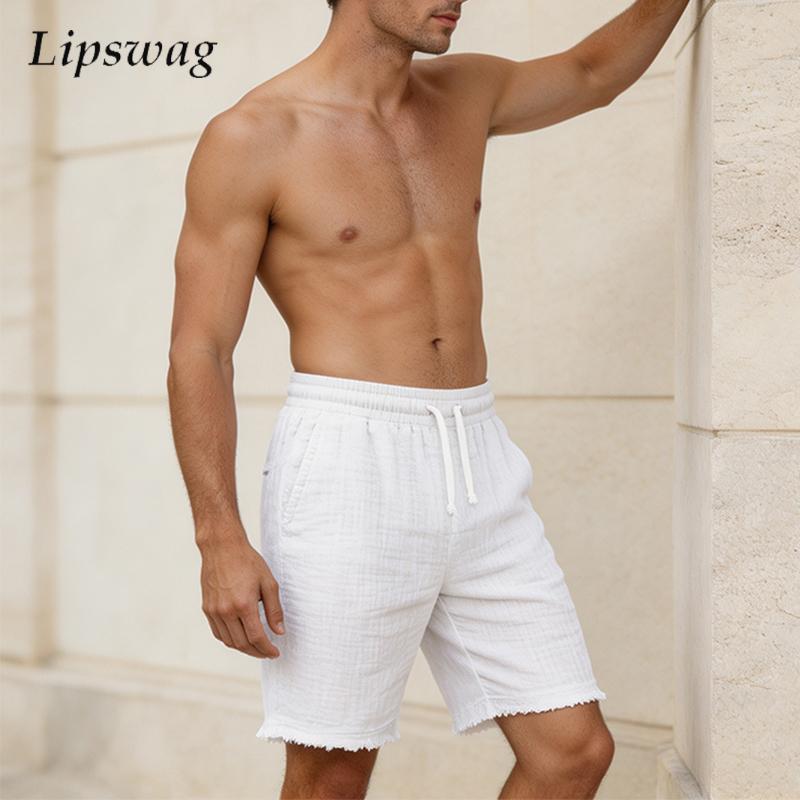 กางเกงขาสั้นผ้าลินินขาดๆ แบบแฟ - Short Linen Drawstring บทวิจารณ์และราคา