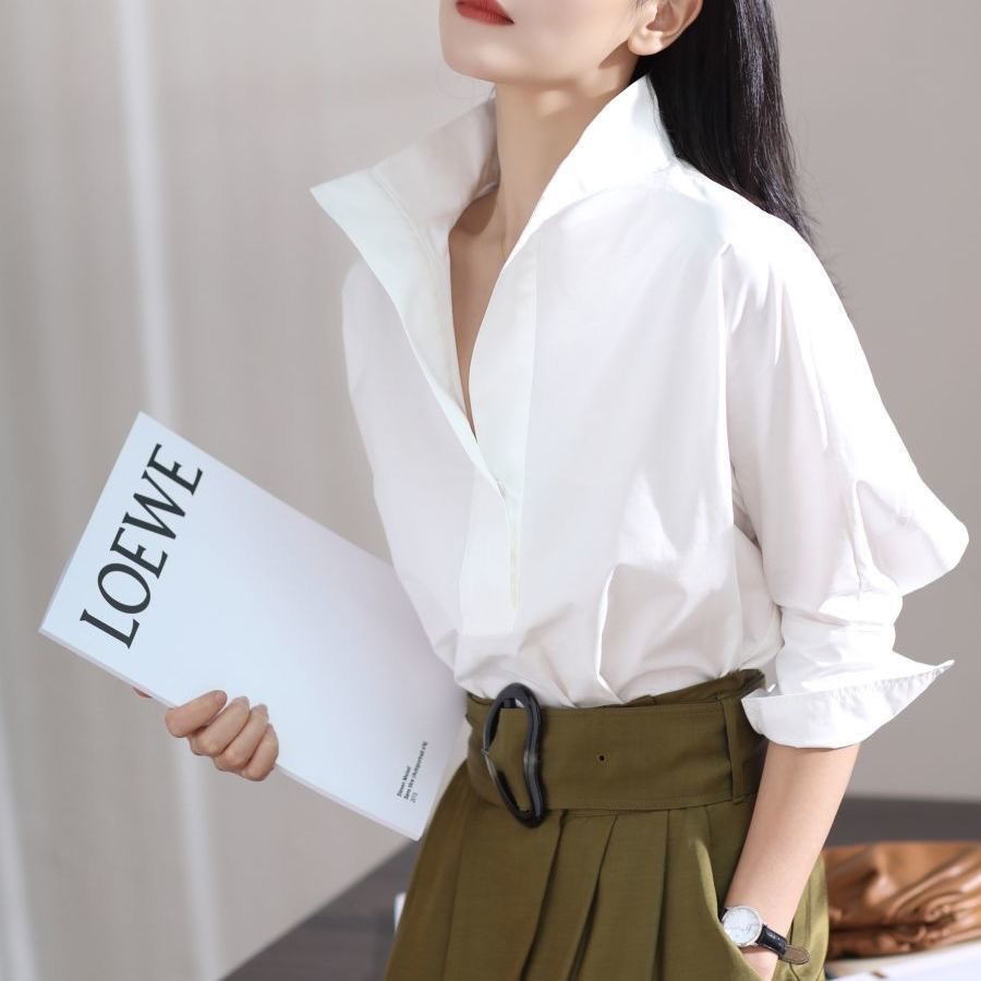 ต้นฤดูใบไม้ร่วงปี 2023 เสื้อเช - Shirt Camp Collar บทวิจารณ์และราคา